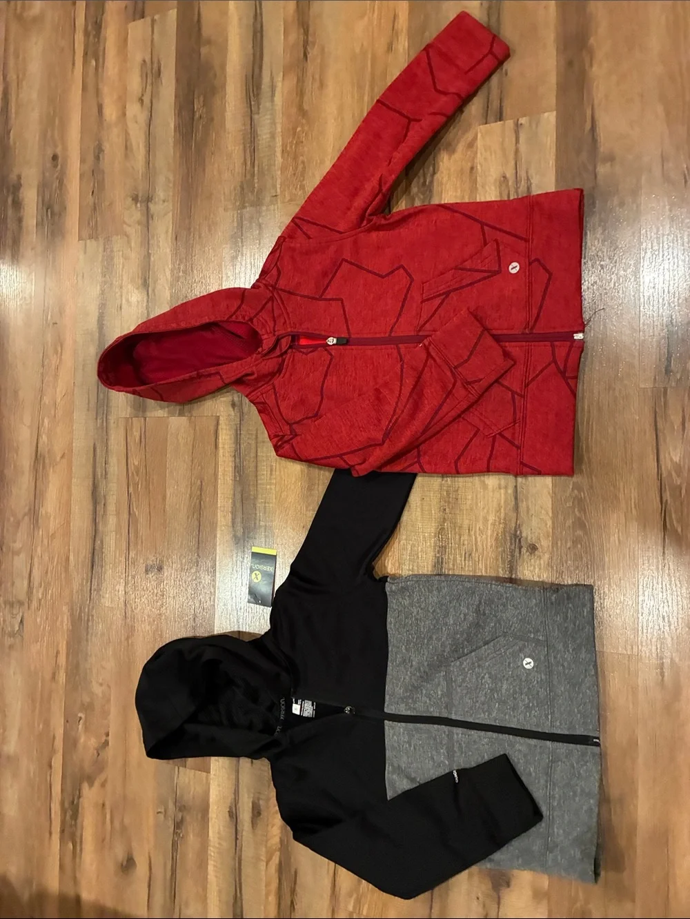 Xersion Kids Red Zip Hoodie and NEW Black/Gray Colorblock Hooded Jacket